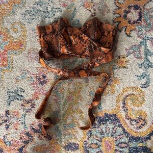 Urban Outfitters Orange and Black Snake Print Crop Top